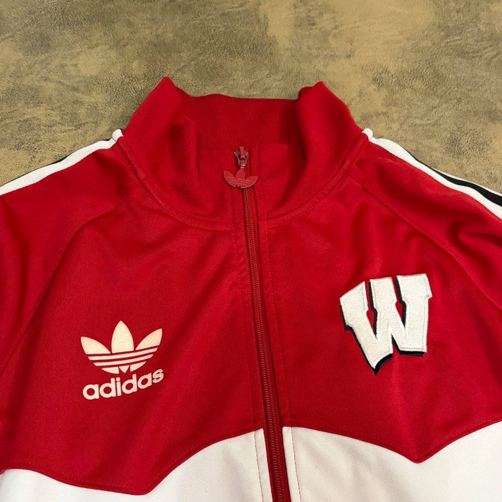 Adidas Track Jacket Mens Medium Red Wisconsin Badgers Trefoil Originals 38122A10
